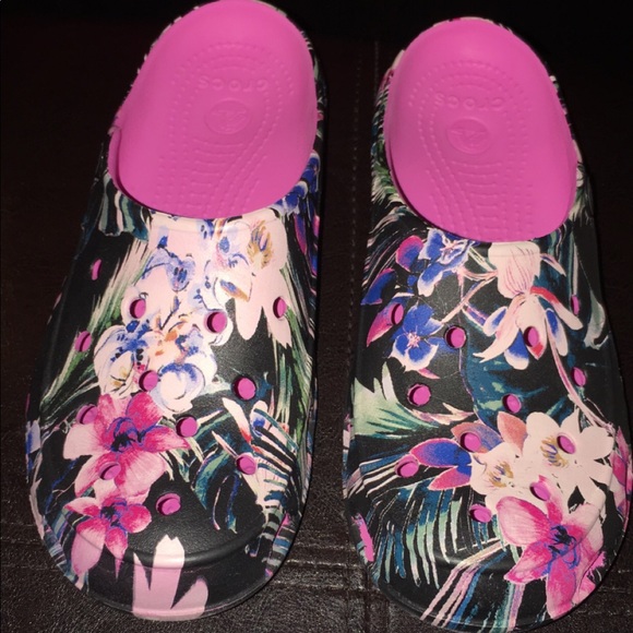 floral print crocs